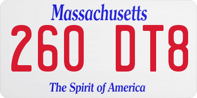 MA license plate 260DT8