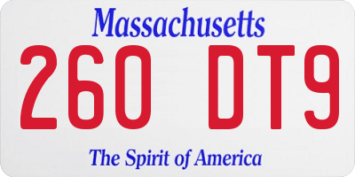 MA license plate 260DT9