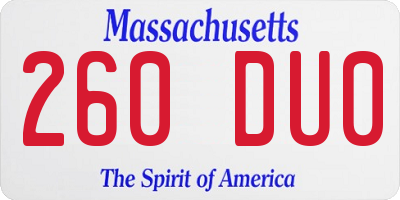 MA license plate 260DU0