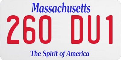 MA license plate 260DU1