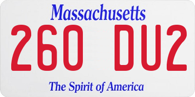 MA license plate 260DU2