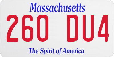 MA license plate 260DU4