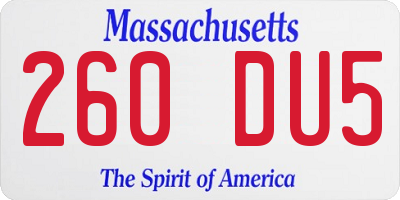 MA license plate 260DU5