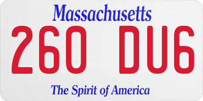 MA license plate 260DU6