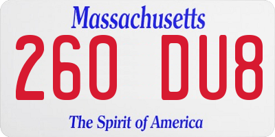 MA license plate 260DU8