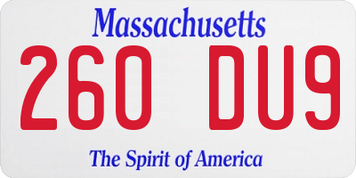 MA license plate 260DU9