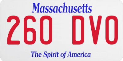 MA license plate 260DV0