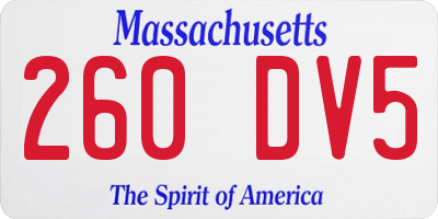 MA license plate 260DV5