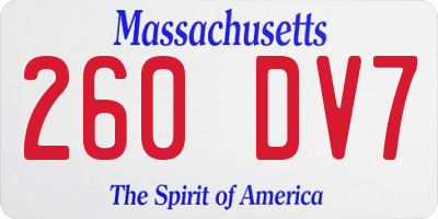 MA license plate 260DV7