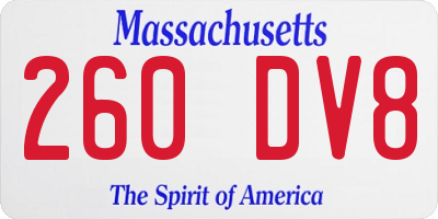 MA license plate 260DV8