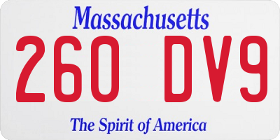 MA license plate 260DV9