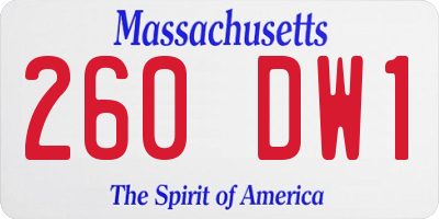 MA license plate 260DW1