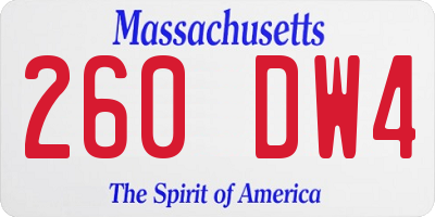 MA license plate 260DW4