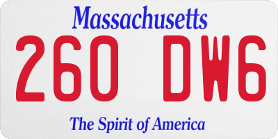MA license plate 260DW6