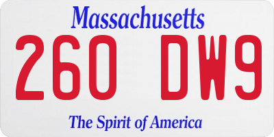 MA license plate 260DW9