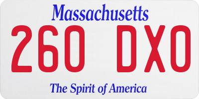 MA license plate 260DX0
