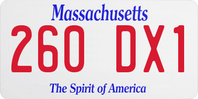MA license plate 260DX1