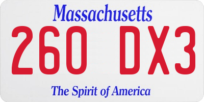 MA license plate 260DX3