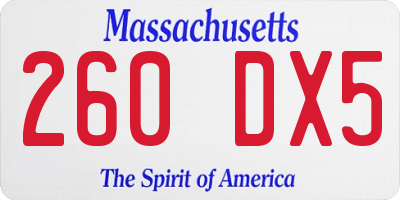 MA license plate 260DX5