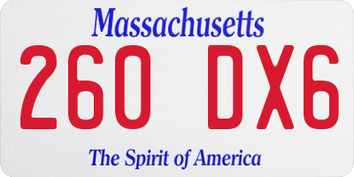 MA license plate 260DX6