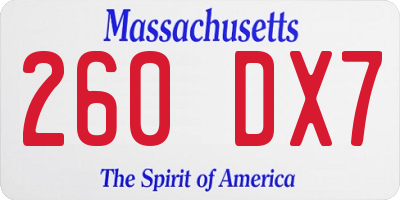MA license plate 260DX7