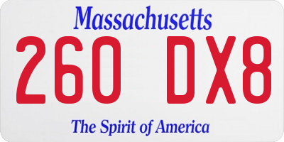 MA license plate 260DX8