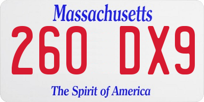 MA license plate 260DX9