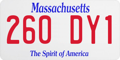 MA license plate 260DY1