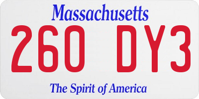 MA license plate 260DY3