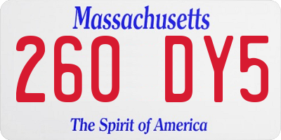 MA license plate 260DY5