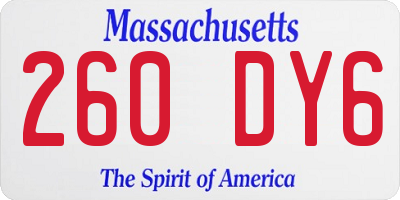MA license plate 260DY6