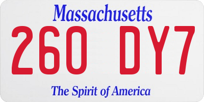MA license plate 260DY7