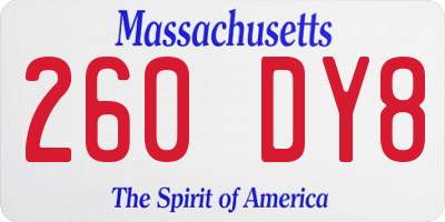 MA license plate 260DY8