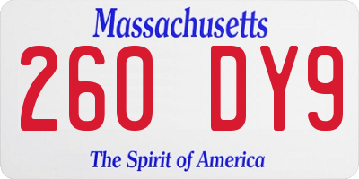 MA license plate 260DY9