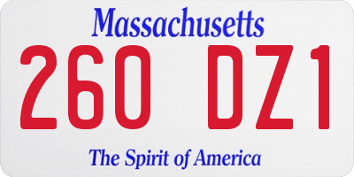 MA license plate 260DZ1
