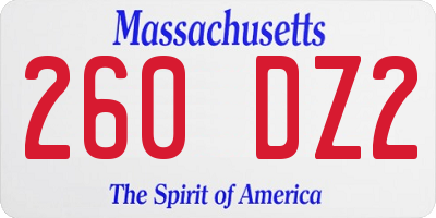 MA license plate 260DZ2