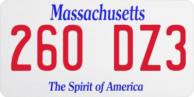 MA license plate 260DZ3
