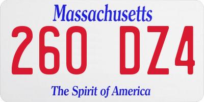MA license plate 260DZ4