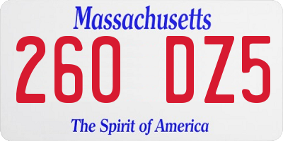 MA license plate 260DZ5