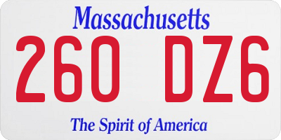 MA license plate 260DZ6