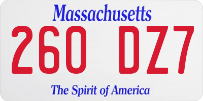 MA license plate 260DZ7