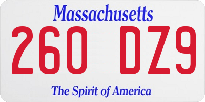 MA license plate 260DZ9