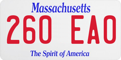 MA license plate 260EA0