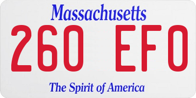 MA license plate 260EF0