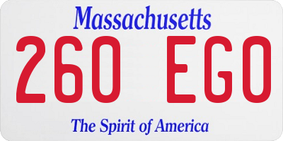 MA license plate 260EG0