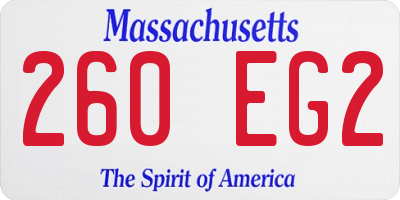 MA license plate 260EG2