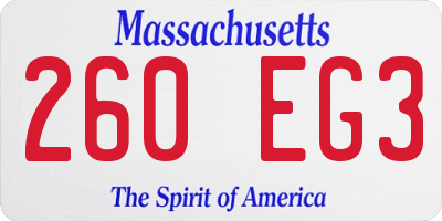 MA license plate 260EG3