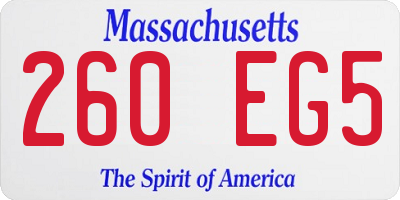 MA license plate 260EG5