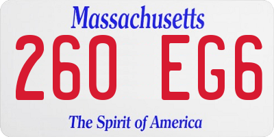 MA license plate 260EG6