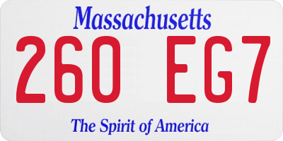 MA license plate 260EG7